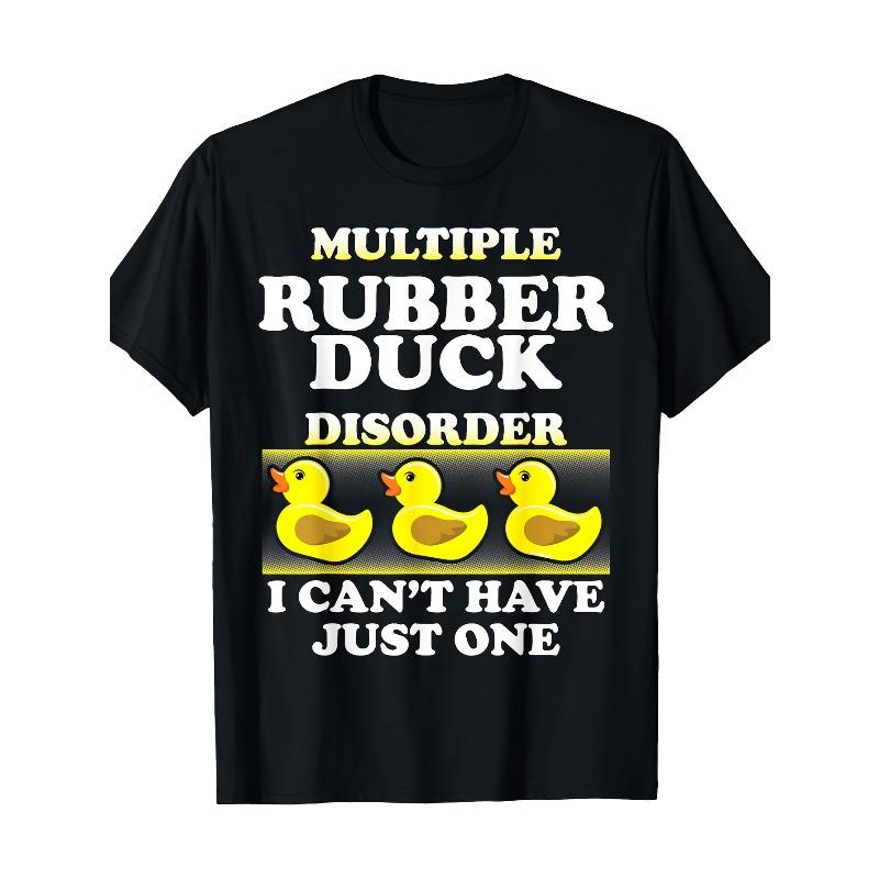 

European sizes Funny Duck Graphic T-Shirts for Men & Women - Multiple Rubber Duck Disorder Design, Crew Neck, Regular Fit 4XL чорний
