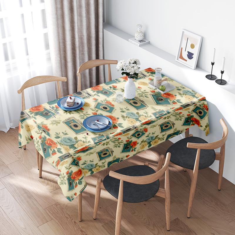 Vintage Floral Tablecloth Farmhouse Dining Table Cover Rustic Kitchen Decor Aesthetic Table Runner Botanical Pattern Waterproof