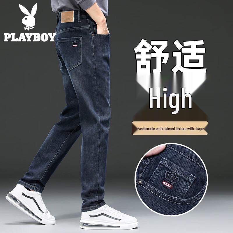 PLAYBOY Men s Autumn/Winter Warm Stretch Straight Jeans 36