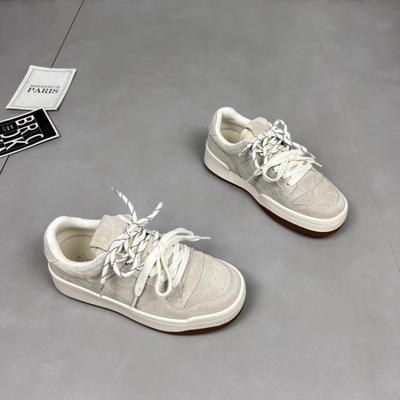 Frühling neue matte Brettschuhe einfach und vielseitig lässig dicksohlig zum Schnüren leichte Sportarten kleine weiße Schuhe Damen