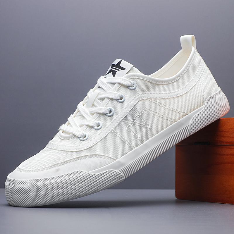 

Модная мужская парусиновая вулканизированная обувь 2025 Новая летняя впитывающая пот шнуровка плоская ленивая дышащая обувь для ходьбы лоферы кроссовки мужская обувь SS25632 38 жёлтый