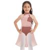 Dziewczęca sukienka baletowa dla dzieci Ruched szyfonowa stanik trykotowa sukienka do tańca liryczny kostium taneczny współczesna odzież do tańca