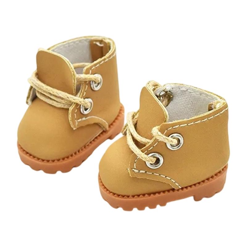 Miniature Doll Shoes With Metal Eyelets Simulation Bootie Replicas Figure For 17cm Anime Plush Doll Dressingup Accessory