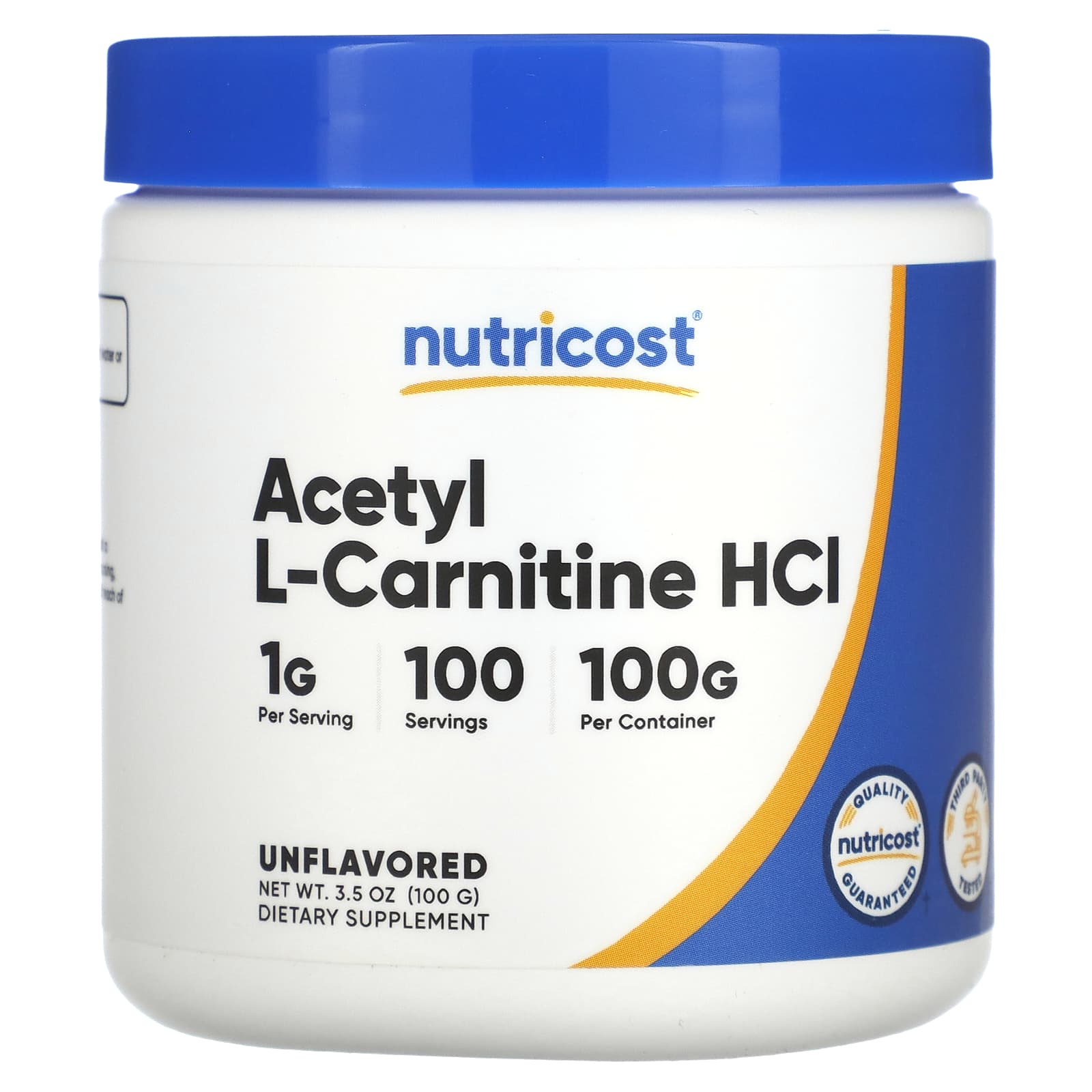 

Nutricost, ацетил-L-карнітин HCl, без смаку, 3,5 унції (100 г)