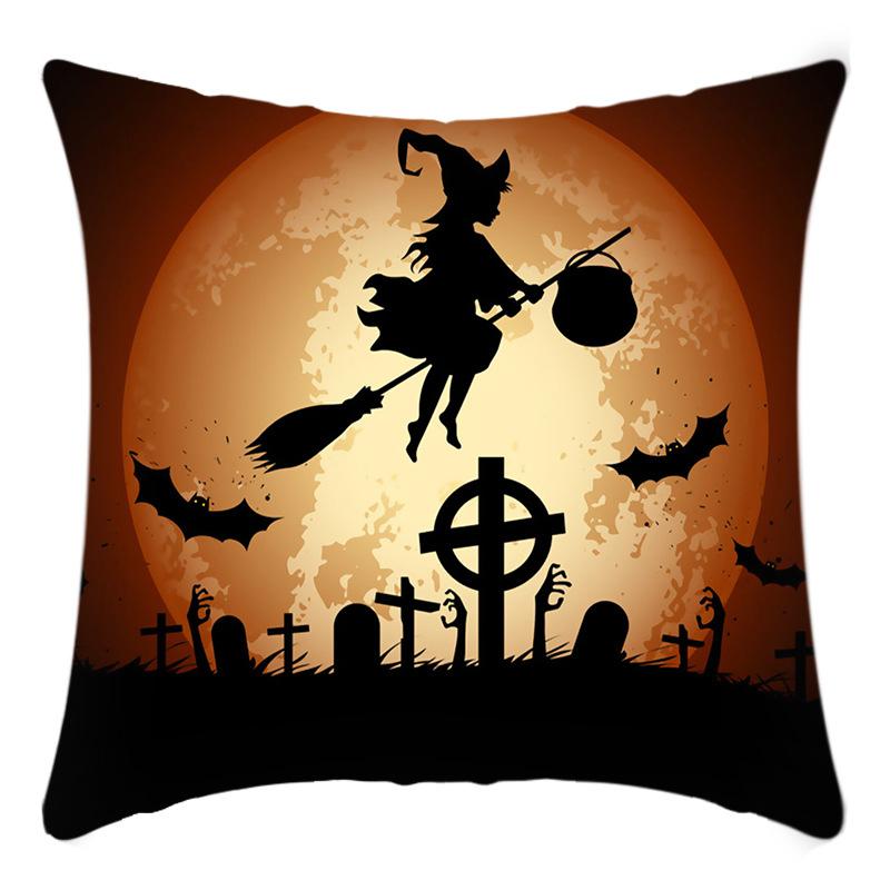 

New Pillowcase Halloween Letter Print Pillowcase Castle Print Pillow Home Sofa Cover 45 * 45Cm pillowcase