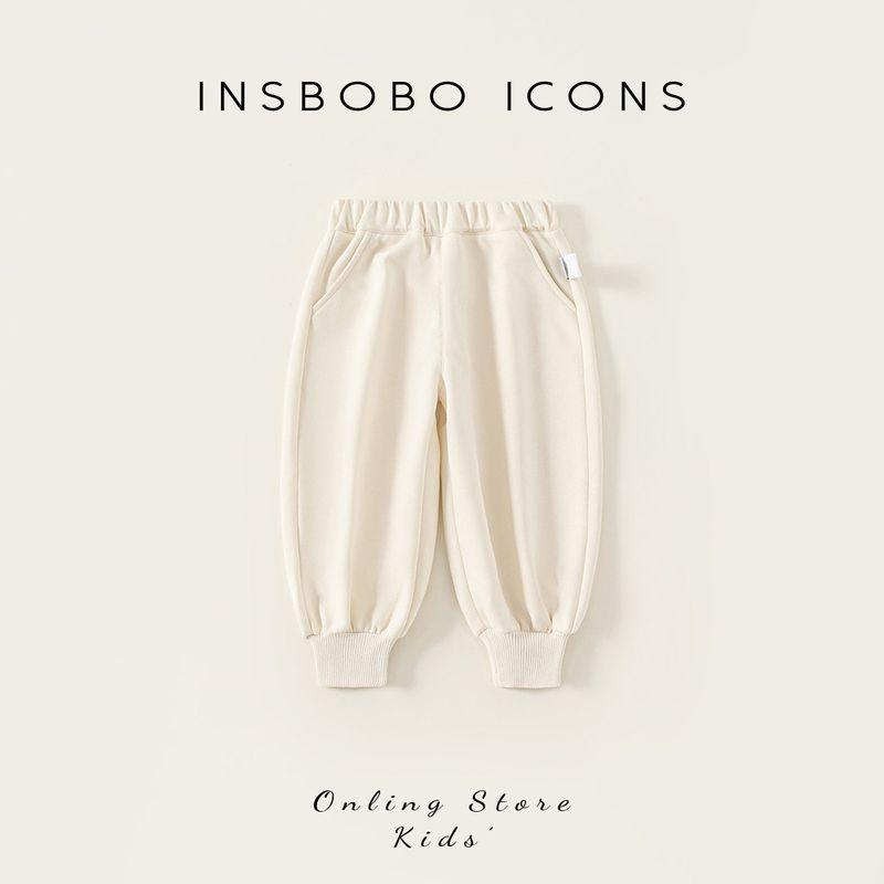 Insbobo Girls  Pants 2026 Spring New Style Girls  Jogger Pants Children s Spring and Autumn Stylish Long Pants Children s Clothing Trendy Rice White 80