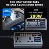 Přenosný měnič napětí do auta DC 12V/24V na AC 220V Adaptér zásuvky se 3 USB porty Rychlonabíječka pro Auto Auto Nákladní automobil SUV Obytný vůz Adaptér nabíječky telefonu