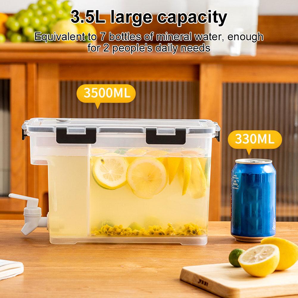 3.5L Beverage Liquid Drink Container Fridge Cold Water Pitcher with Spigot Cold Kettle Dispenser for Fruit Juice Cocktails