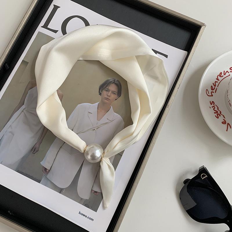 Elegantes Perlen-Schwanz-Magnetverschluss-Schal Einfache Mode Vielseitige Damen Frauen Seidenschal Künstlerische Accessoires Nackenwickel Schals