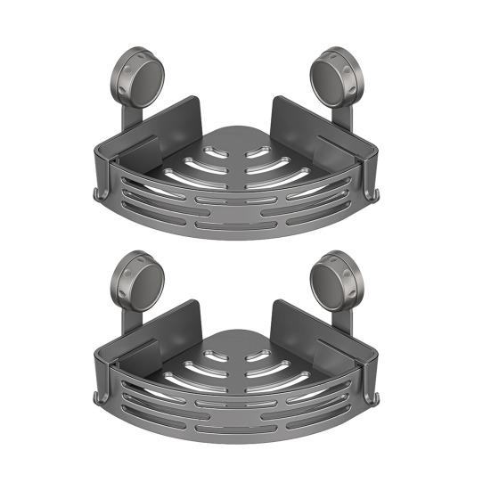 Bathroom Storage Rack No-Drill Corner Shelf with Strong Suction Cups Rustproof Shower Organizer Space-Saving Triangular Bathroom Shelf