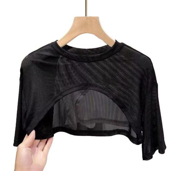 Sunscreen Tops Women Short Sleeve Round Neck Tee Shirt Solid Color Thin