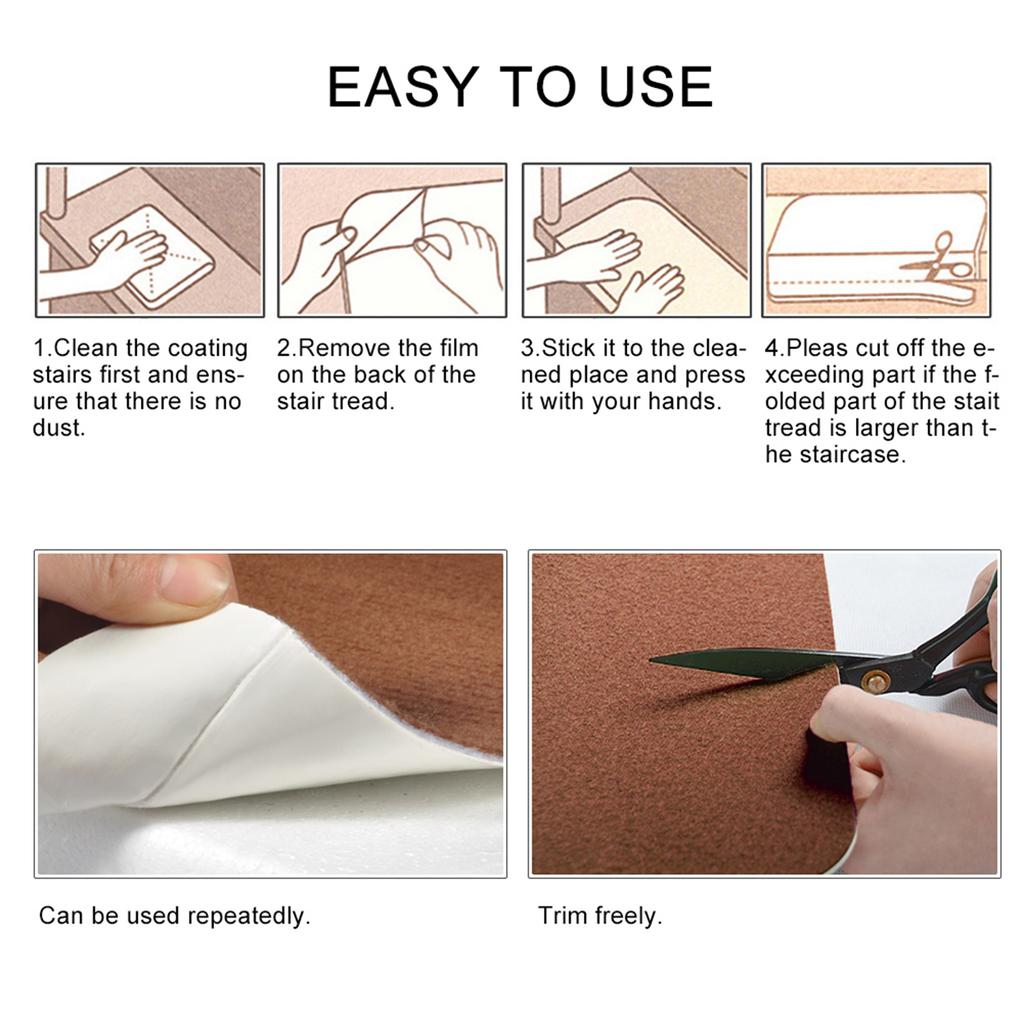 Luminous Carpet Stair Treads Mats Glue free Self Adhesive PVC NOn Slip Floor Staircase Carpets