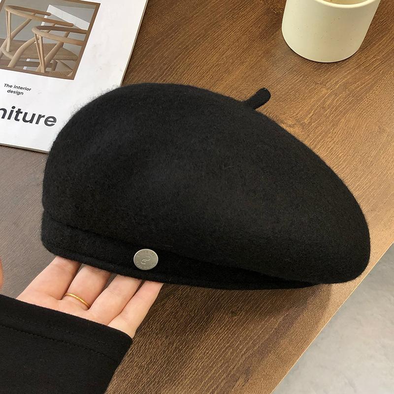 Beret autumn and winter face little girl painter hat versatile classic British retro newsboy hat