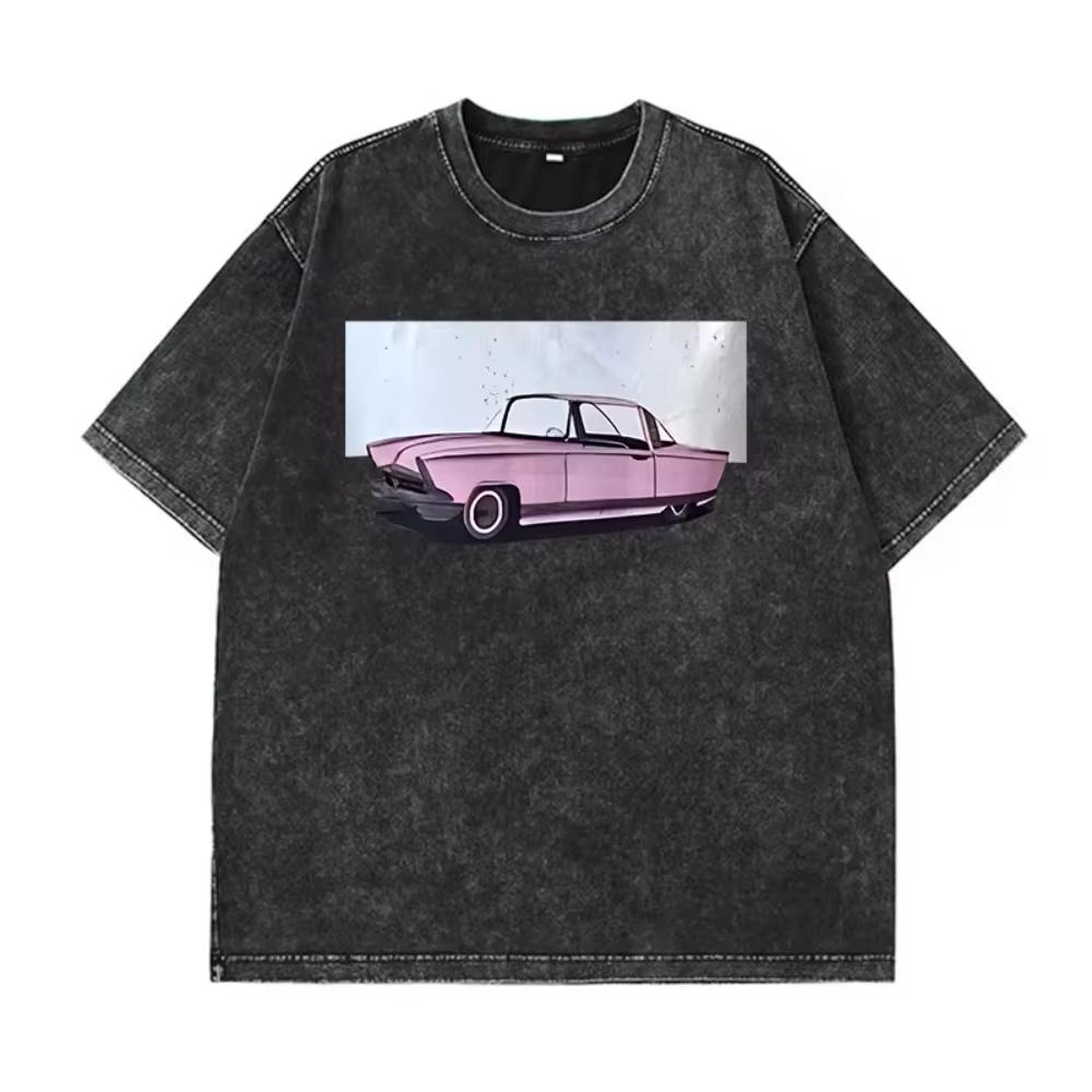 Hirsionsan Y2k Quality Oversized Washed T Shirt Women Men Vintage Print T-shirts Streetwear Wash Tee Girl Luxury Brand Tops
