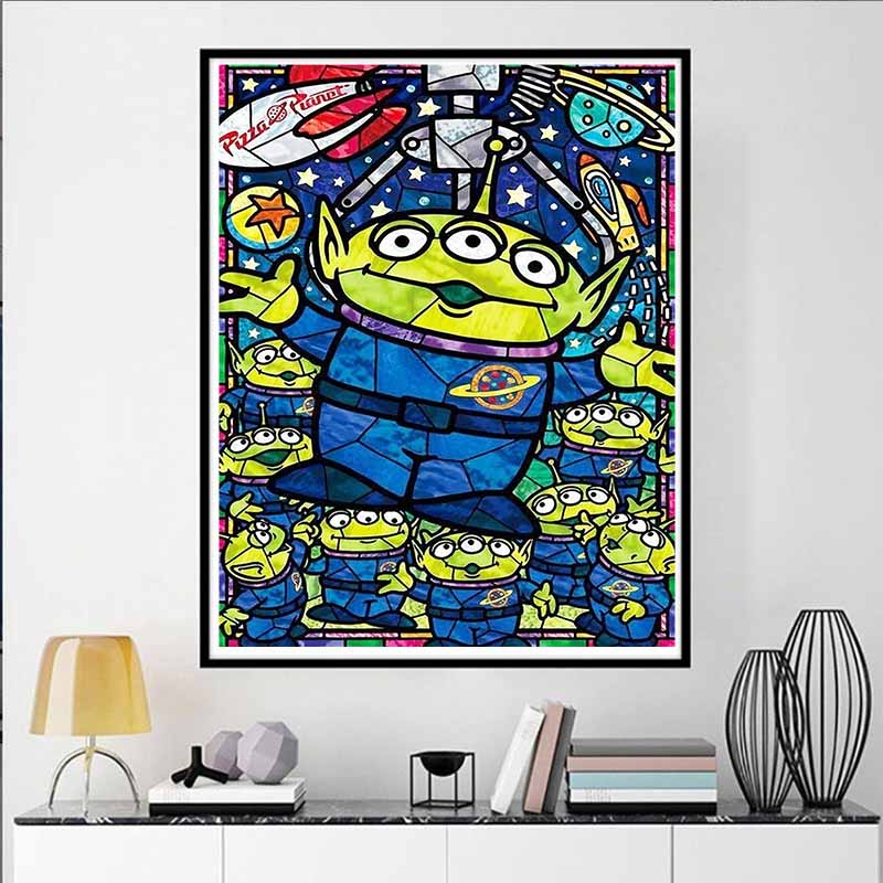 Disney Diamond Painting Three Eyed Monster Stained Glass Style Illustration 5D Diamond Painting Art Embroidery Cross-stitch Room Decoration