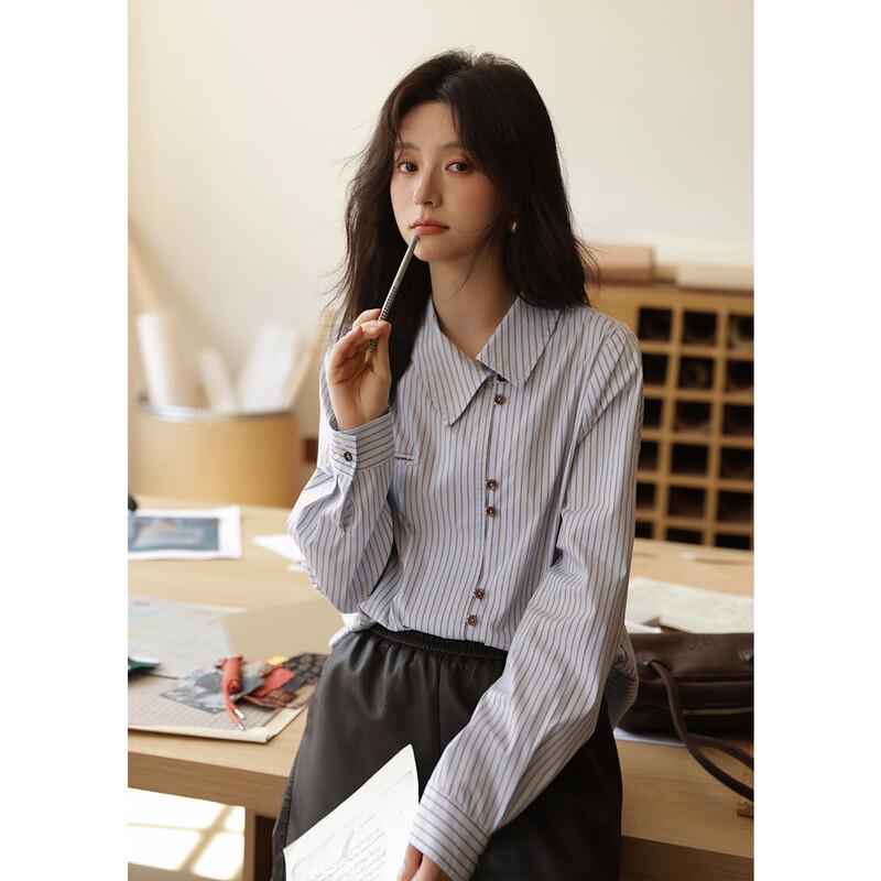 Women s Asymmetric Striped Long-Sleeve Shirt S