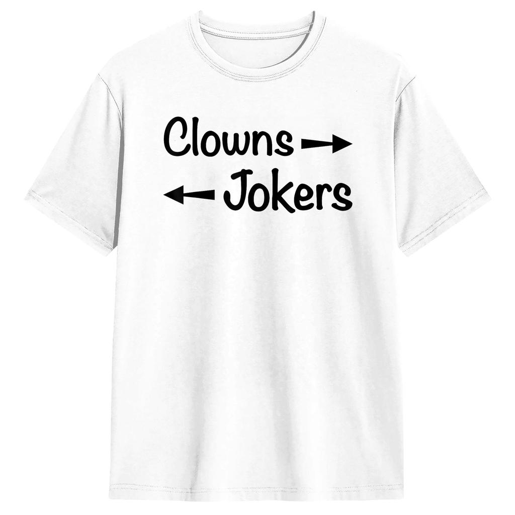 Unisex Womens T Shirt Direction Clowns to The Left Jokers to The Right TShirts Hip Hop Summer Tees Casual Cotton Tops