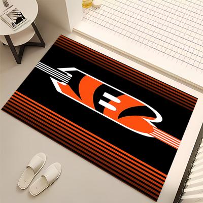 1pc Cincinnati Bengals LOGO Print Area Rug - Soft, Washable Non-Slip Indoor Mat, Living Room, Home Office Decorative Rug,Office Decorative