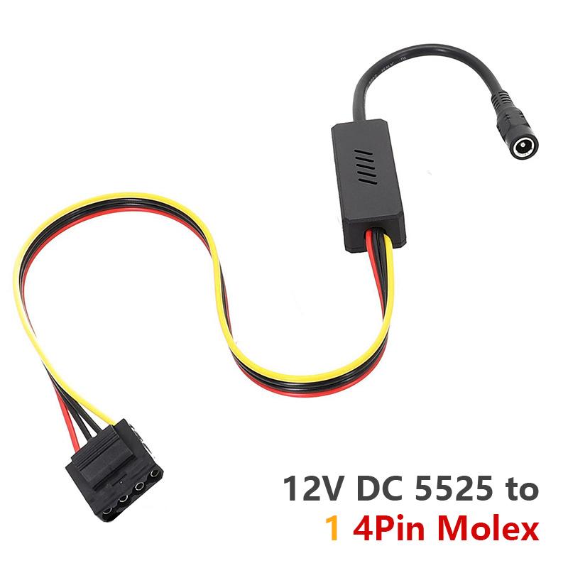 Napájecí kabel DC 5525 pro pevný disk SATA, DC 12V na 4pinový Molex Hdd kabel, snižující regulátor napětí