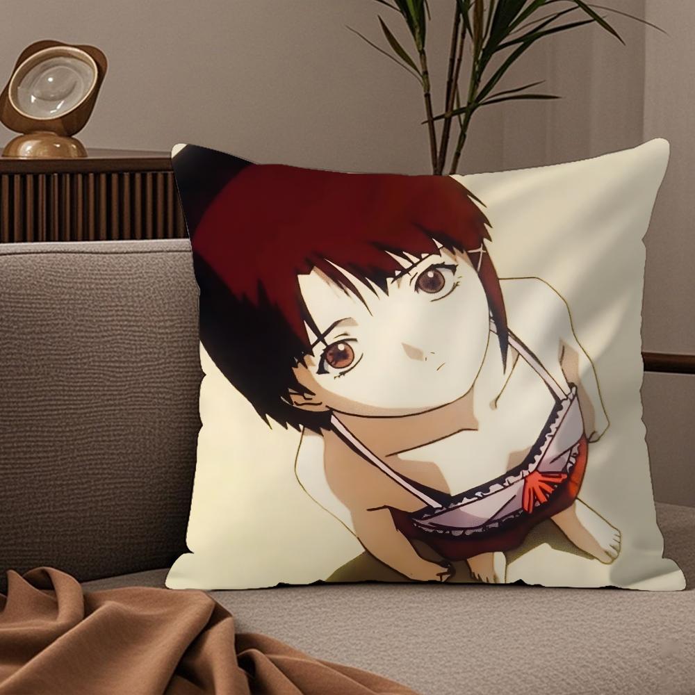 Serial Experiments Lain Anime Movie Pillow Case Silky Elegant Comfort Sofa Bed Invisible Zipper
