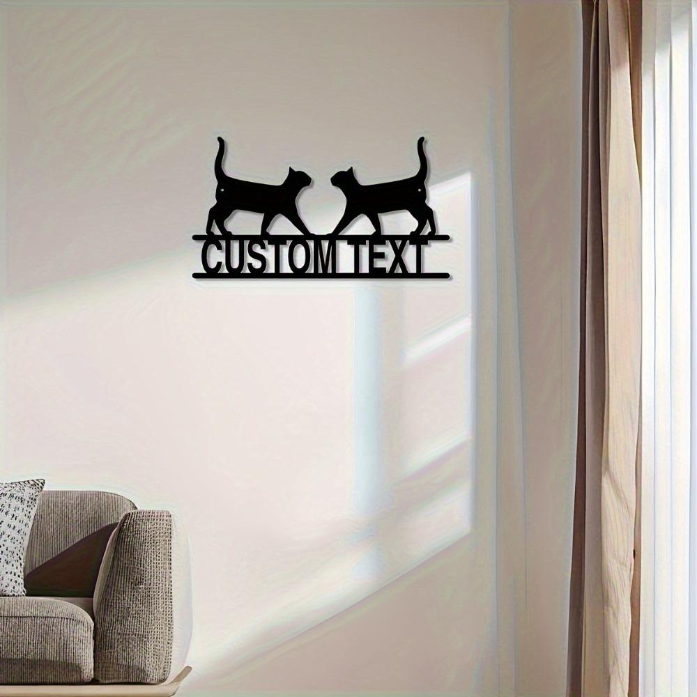 Metal Cat Door Sign, Personalized Address Plaque, Home Wall Decor, Easy Mount, Unique Gift