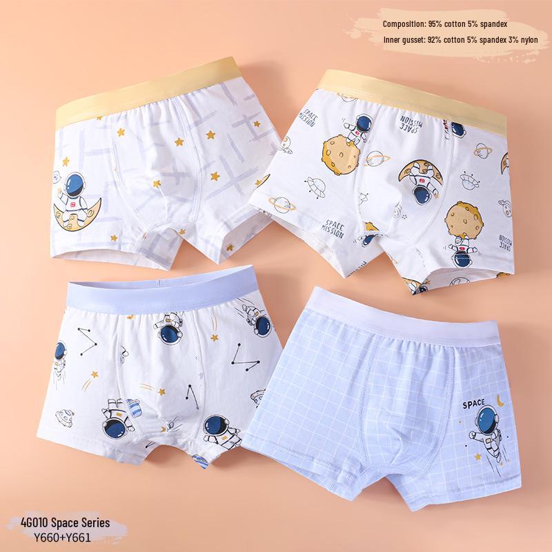 Children's Summer Cotton Boxer Briefs (Class A) for Boys Aged 9-12 - No Pinch Design.