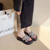 Rhinestone cool slippers women wear in summer 2025 new fairy wind thick bottom with skirt seaside beach one-word drag