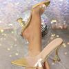 Fashion Slippers Casual High-Heeled Shoes Lady Low Slides Slipers Women Pointed Toe Jelly Flip Flops Luxury 2025 Transparent Thin