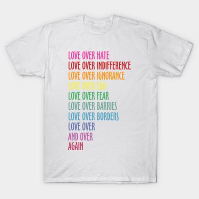 T Shirt Women Love Over Hate And Border T Shirt Anti Trump Harajuku Print Kawaii Tshirt Summer Short Sleeve Female T-Shirt Top Tee
