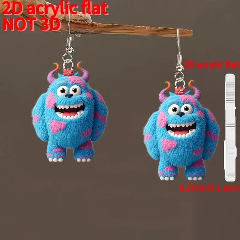 Cross-border new blue little monster earrings flat acrylic creative cute cartoon monster earrings jewelry wholesale