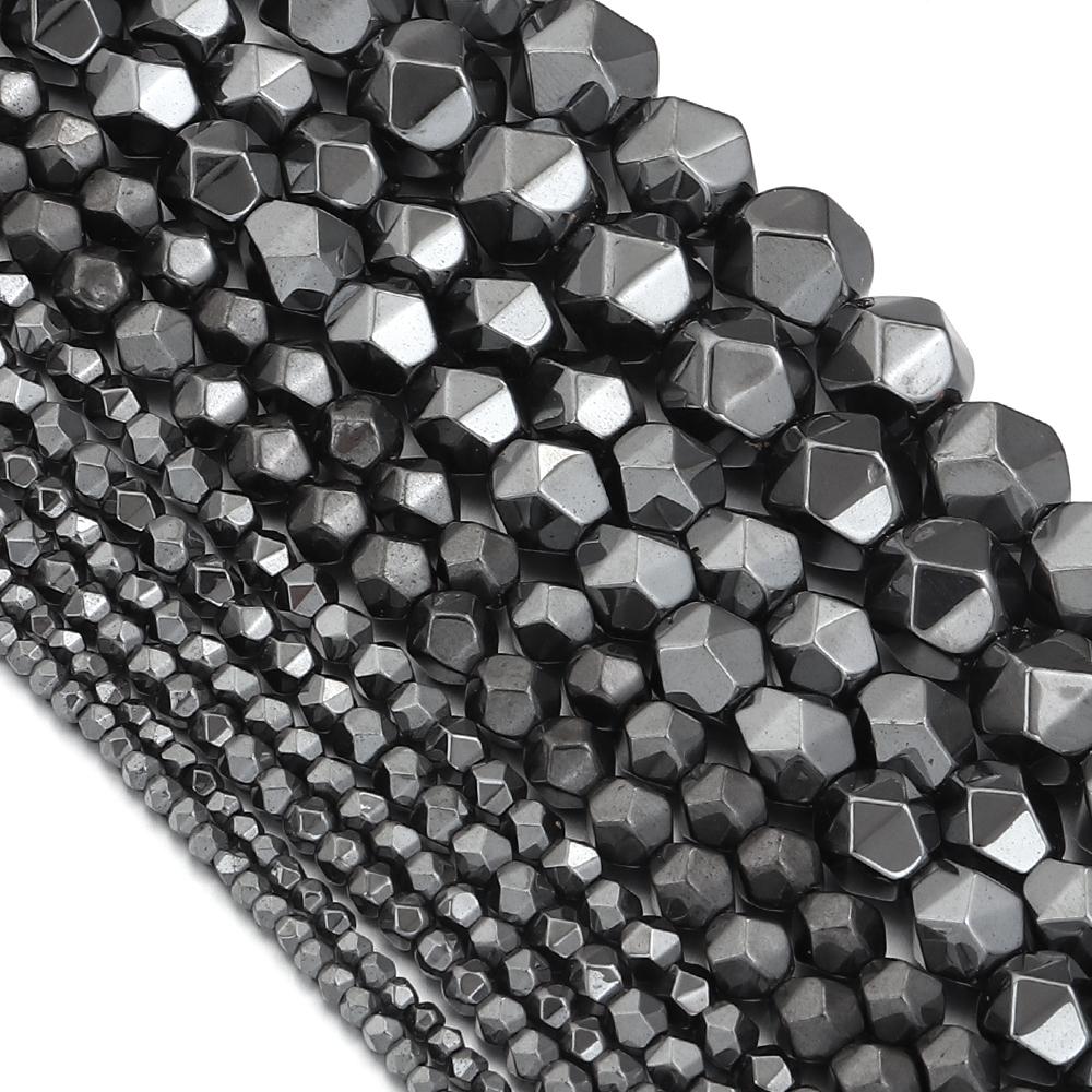 2-10mm Natural Hematite Stone Beads Black Faceted Loose Spacer Beads For Jewelry Making DIY Crafts Bracelet Necklace Accessories