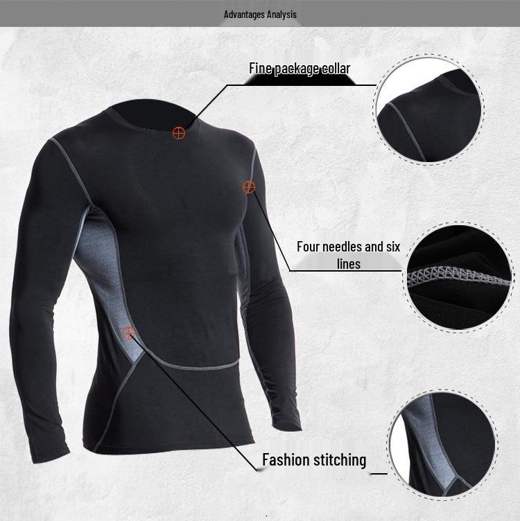 Men's Quick-Dry Compression T-Shirt, Short & Long Sleeve, Breathable Elastic Fit, Perfect for Basketball & Fitness.
