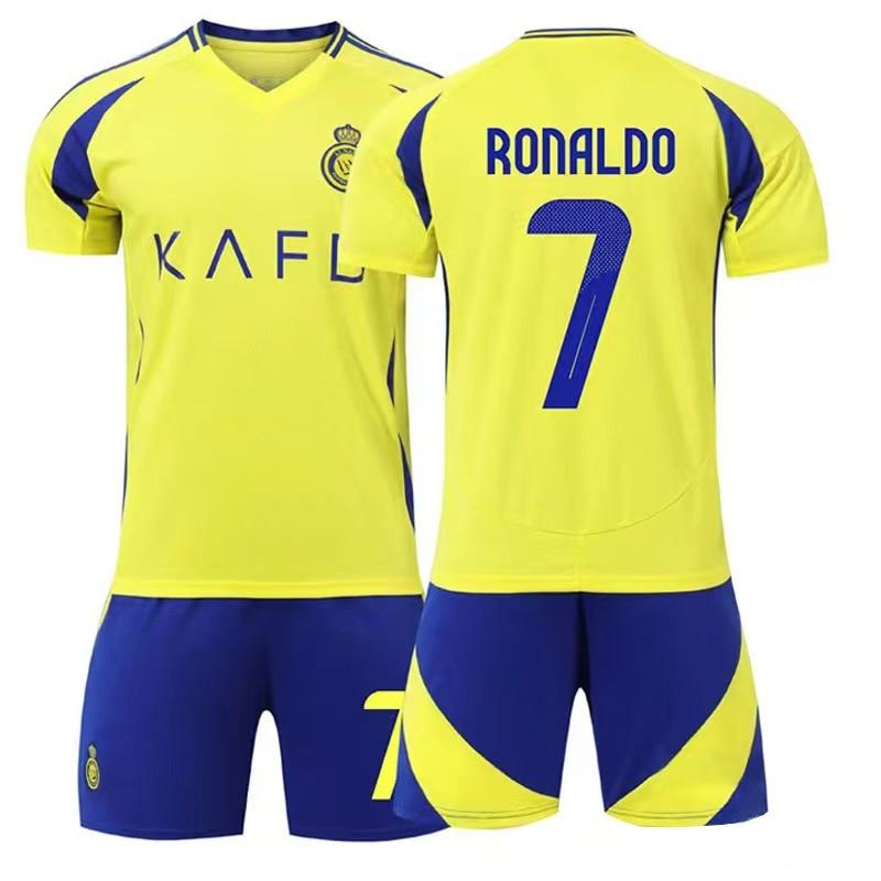 Dětské sportovní vybavení Saúdská Arábie Ronaldo Fotbalový dres 2024/2025 Tréninková sada ANUTETOUNI® Žlutý polyester