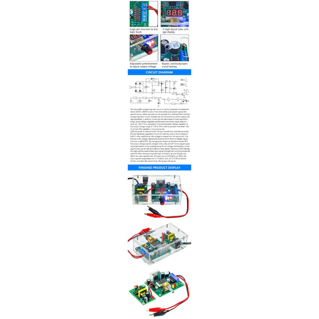 Digital Display Adjustable Switching Power Supply Kit LM317 DC Regulated Power Supply Electronic DIY Soldering Kit
