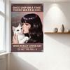 Once Upon a Time There Was a Girl Who Really Loved Cats Whimsical Illustration Tin Sign - Jenny Kiser Metal Poster for Home Deco