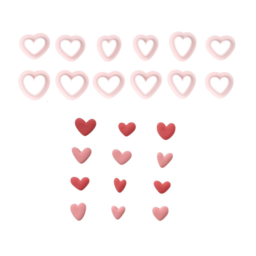 Set of 12 Multipurpose Small Heart Polymer Clay Cutters Valentines Day Jewelry Making Set for Earrings and Necklaces