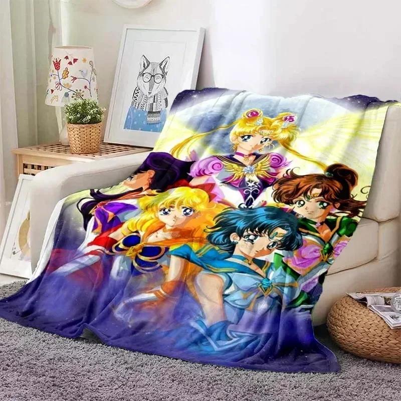 Anime Kawaii Sailor Moon Zuhause Cartoon Bedruckte Decke Picknickdecke Warmer Flanell Weich und Bequem Zuhause Reisen Geburtstagsgeschenk