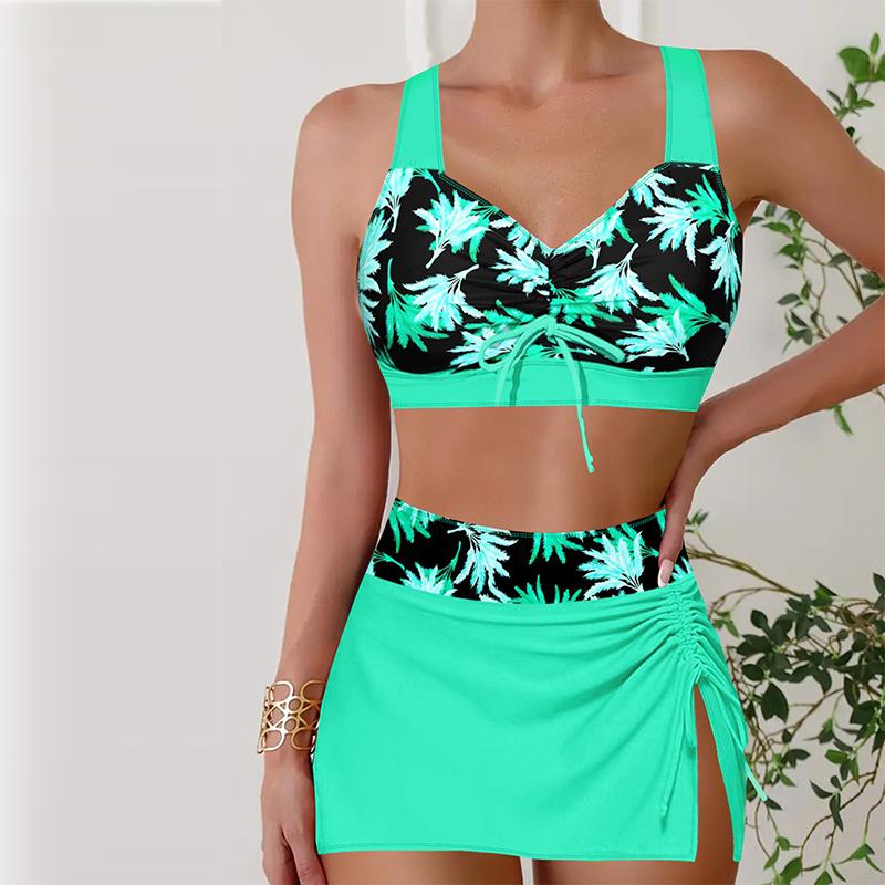 

Женские купальники Танкини, купальник из 2 предметов, синяя линия, купальные костюмы для отпуска 5XL зелёный