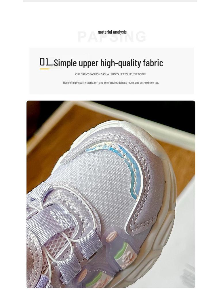 2025 Girls' Breathable Light-Up Sports Shoes: Soft Sole, Anti-Slip, Mesh Design for Spring/Autumn.