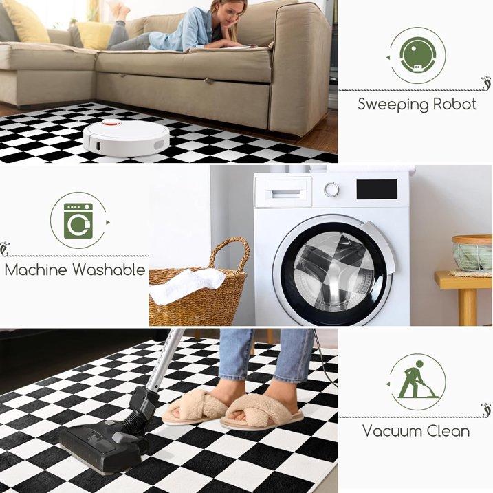 Checkered Area Rugs Checkerboard Rug Plaid Carpet for Living Room Bedroom Home Decor