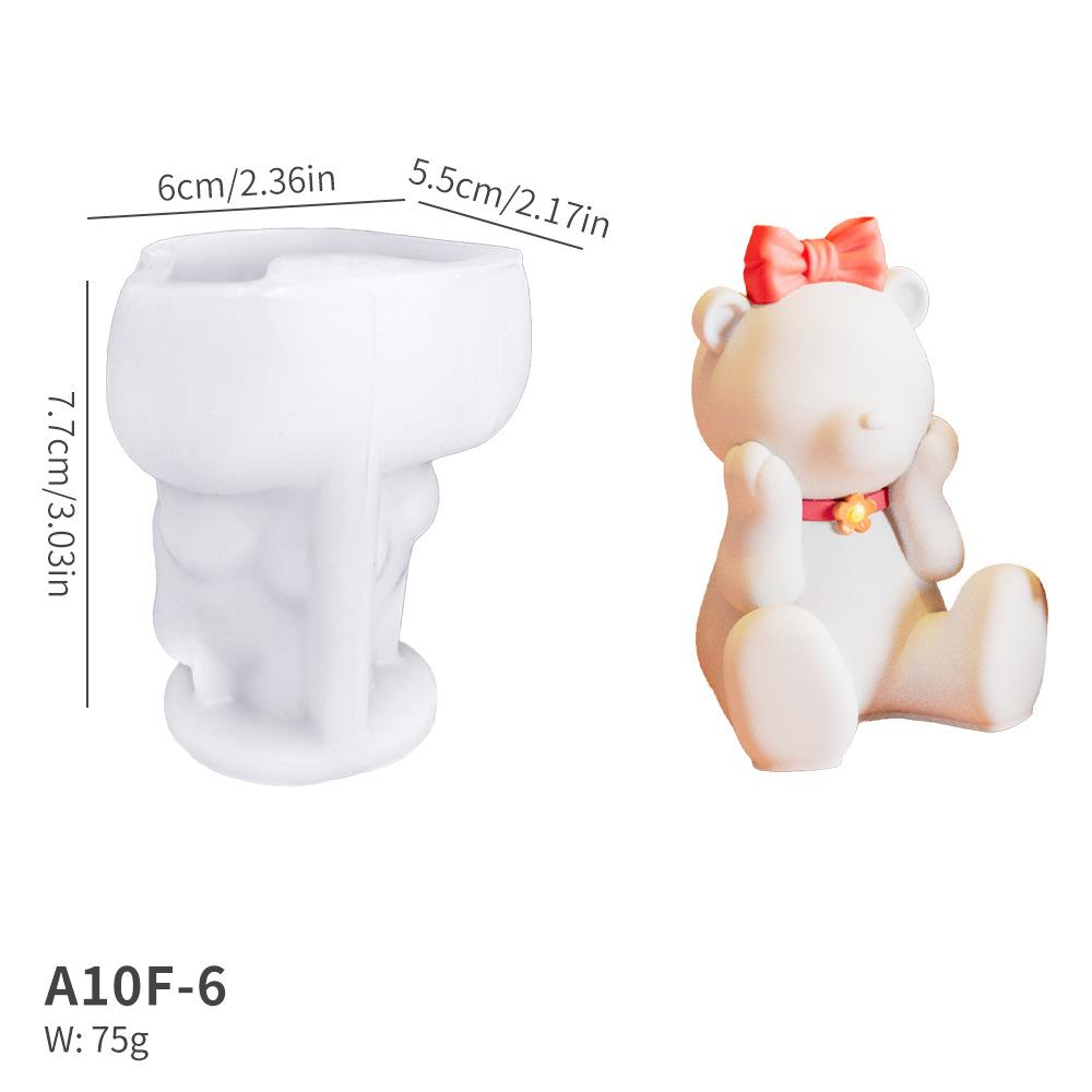 DIY New Cartoon Bear Candle Silicone Mold Bear Dad Bear Mom Aromatherapy Gypsum Pendant Cake Baking Tool Birthday Party Gift