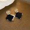 Black retro flower butterfly earrings temperament high-end stud earrings fashion niche versatile light luxury earrings