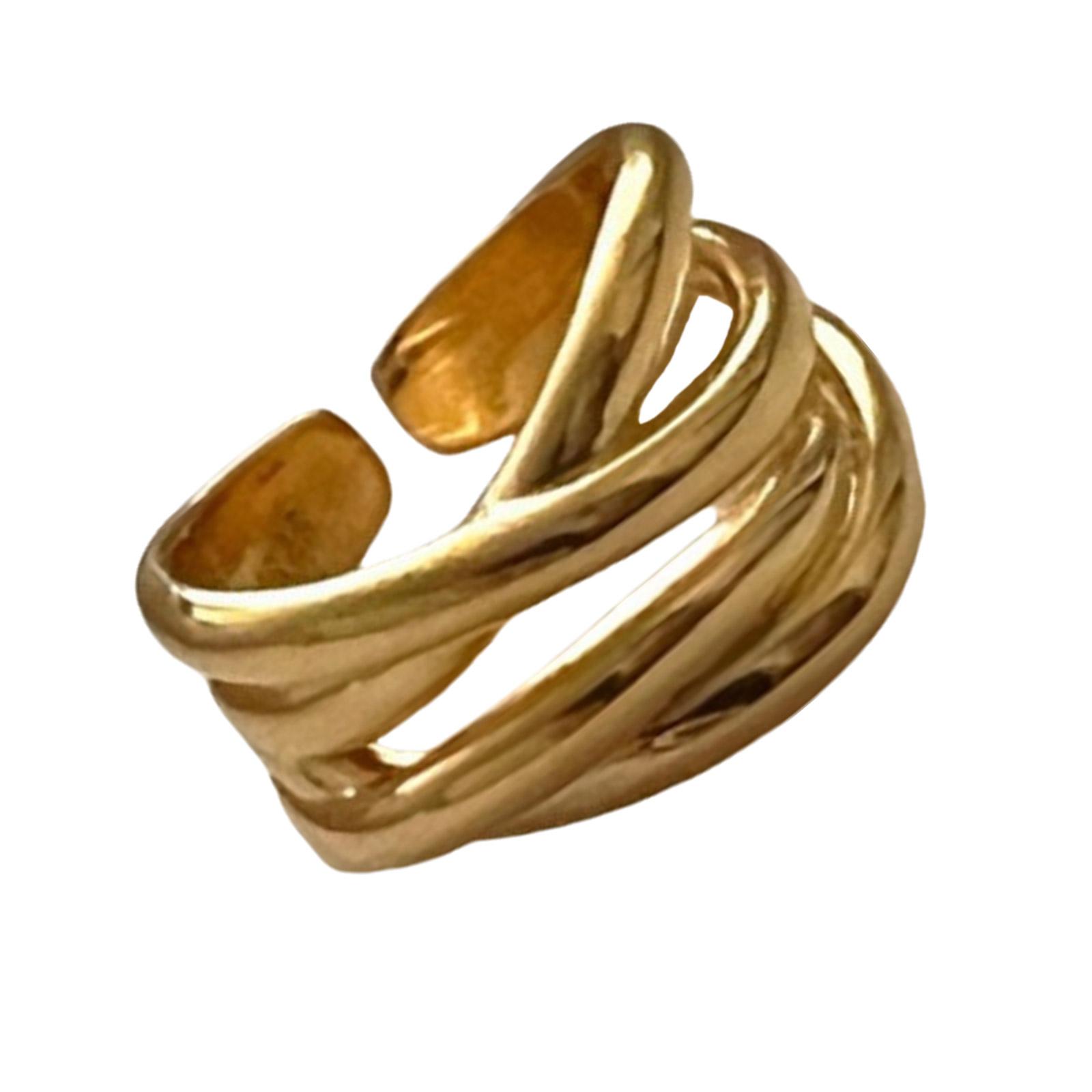 

Нерегулярные переплетенные кольца ручной работы Женское кольцо с нерегулярными линиями и геометрическим узором для модных нарядов B