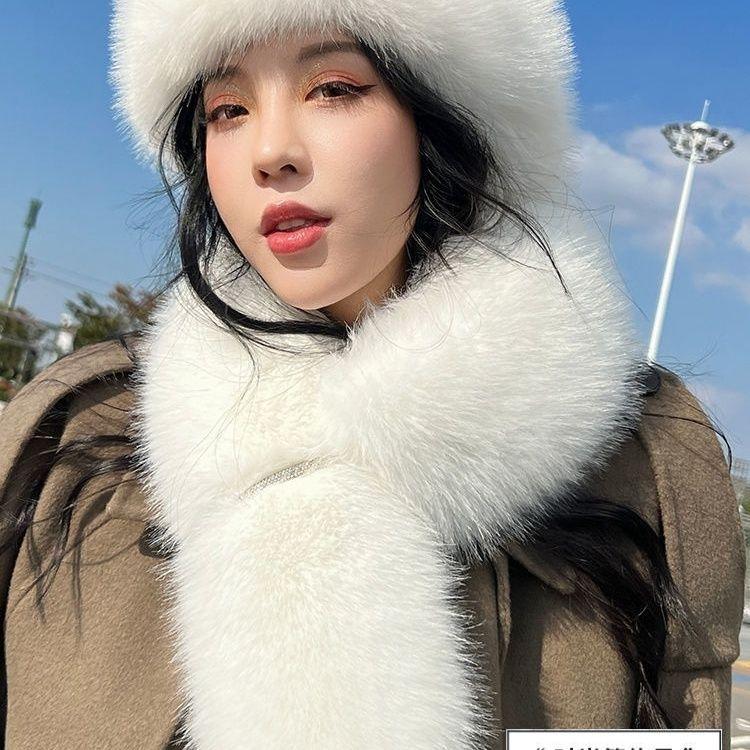 

Зимняя новая шапка-шарф, теплая и холодостойкая универсальная шапка Scarf and hat белый