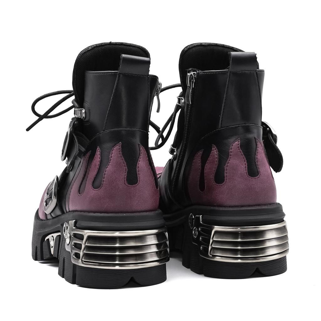 Nové Punk Dámské Kotníkové boty na platformě Dámský rock s kulatou špičkou Šněrovací móda Retro robustní boty Kovový dekor Krátké kozačky