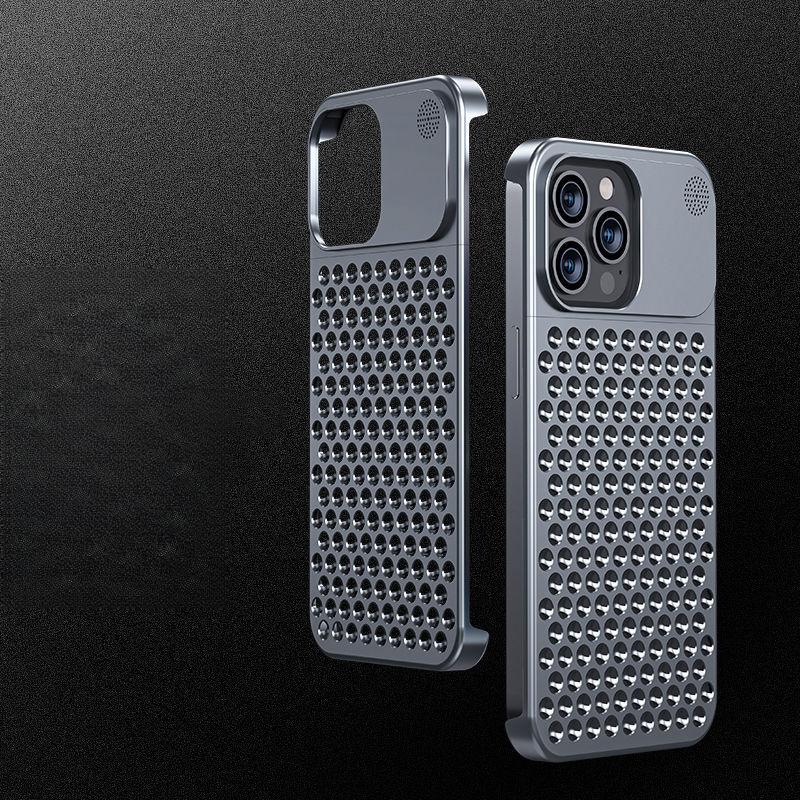 Applicable To Apple 14 Mobile Phone Case Aluminum Alloy Aromatherapy Metal Frameless IPhone 13 Hollow Heat Dissipation Protective Case