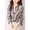 Checkered Shirt for Women In Spring and Autumn New Fashionable and Retro Pure Cotton Shirt Worn with a Foreign