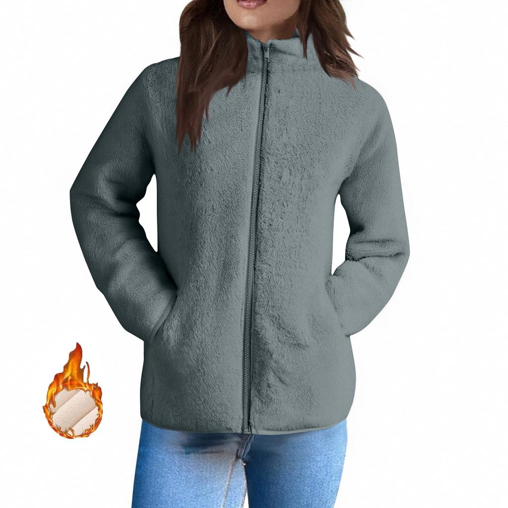 Dámské zimní kabáty Teplé plyšové bundy S otevřeným předním dílem Kardigan s dlouhým rukávem Trendy Chlupavé svrchní oblečení