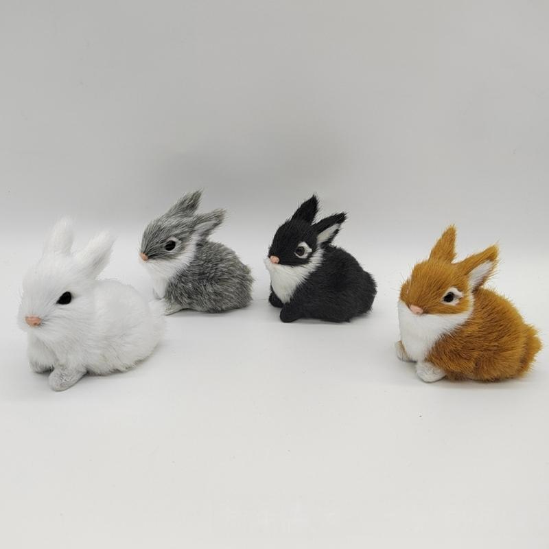 Realistic Rabbit Figurine Lively Easters Bunnies Stuffe Farm Animal Plush Rabbit Statue Spring Home Decors Photo Props