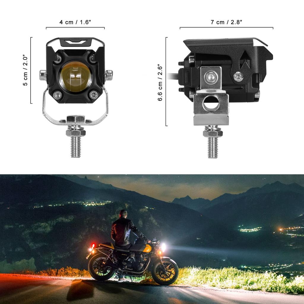 KAWELL 20W Motorcycle Fog Light, Dual-Color Switching (Low/High Beam), Compact and Space-Saving Design, Ultra-High Brightness, IP68 Waterproof, 12V/24